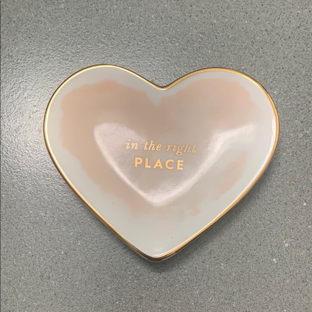 Kate Spade Cream and Gold Heart Accent Dish